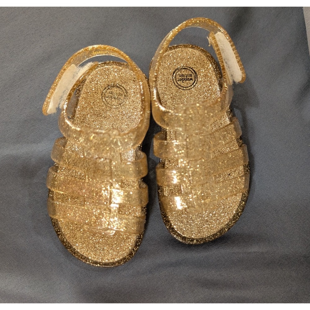 wonder nation Gold Glitter Jelly Sandals for Kids